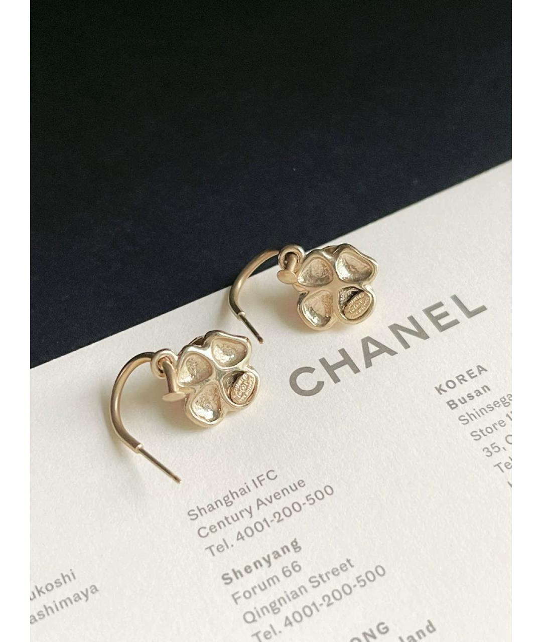 CHANEL Бежевые металлические серьги, фото 2