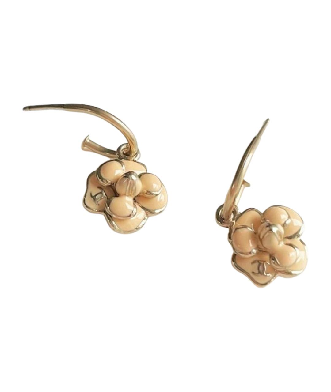 CHANEL Бежевые металлические серьги, фото 1