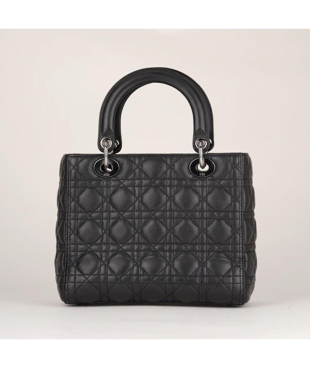 CHRISTIAN DIOR Черная кожаная сумка с короткими ручками, фото 3