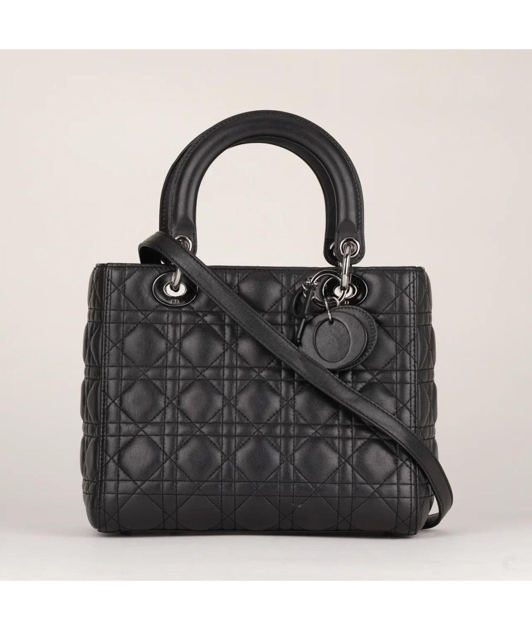 CHRISTIAN DIOR Черная кожаная сумка с короткими ручками, фото 9