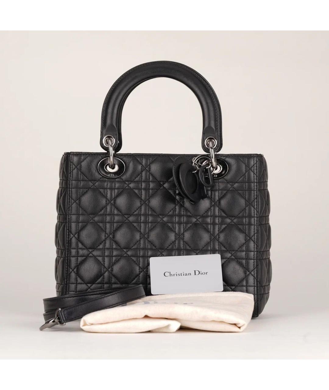CHRISTIAN DIOR Черная кожаная сумка с короткими ручками, фото 2