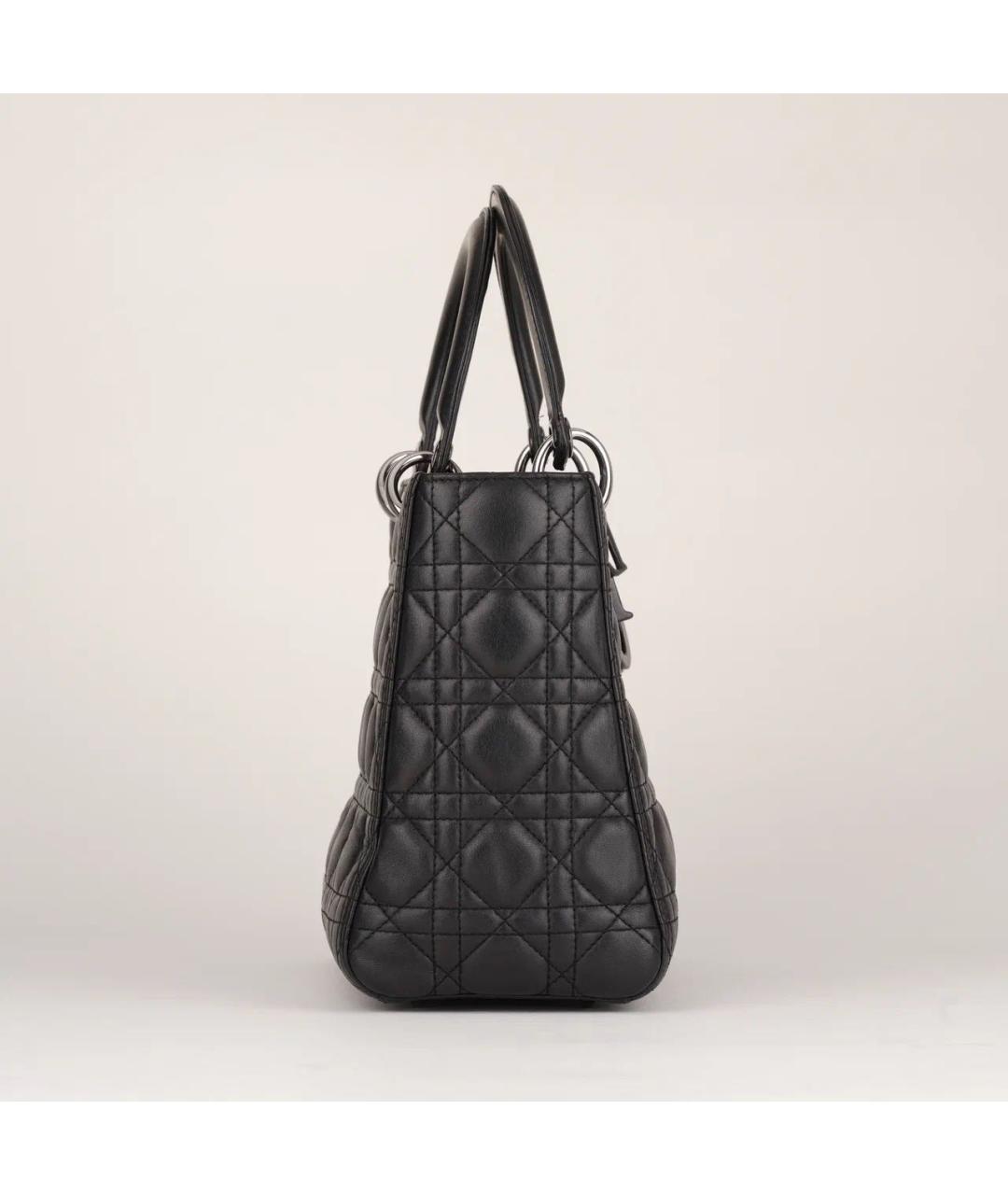 CHRISTIAN DIOR Черная кожаная сумка с короткими ручками, фото 5