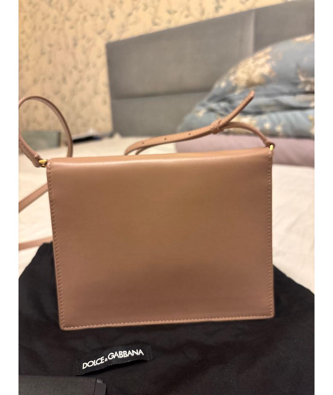 DOLCE&GABBANA Бежевая кожаная сумка через плечо, фото 3