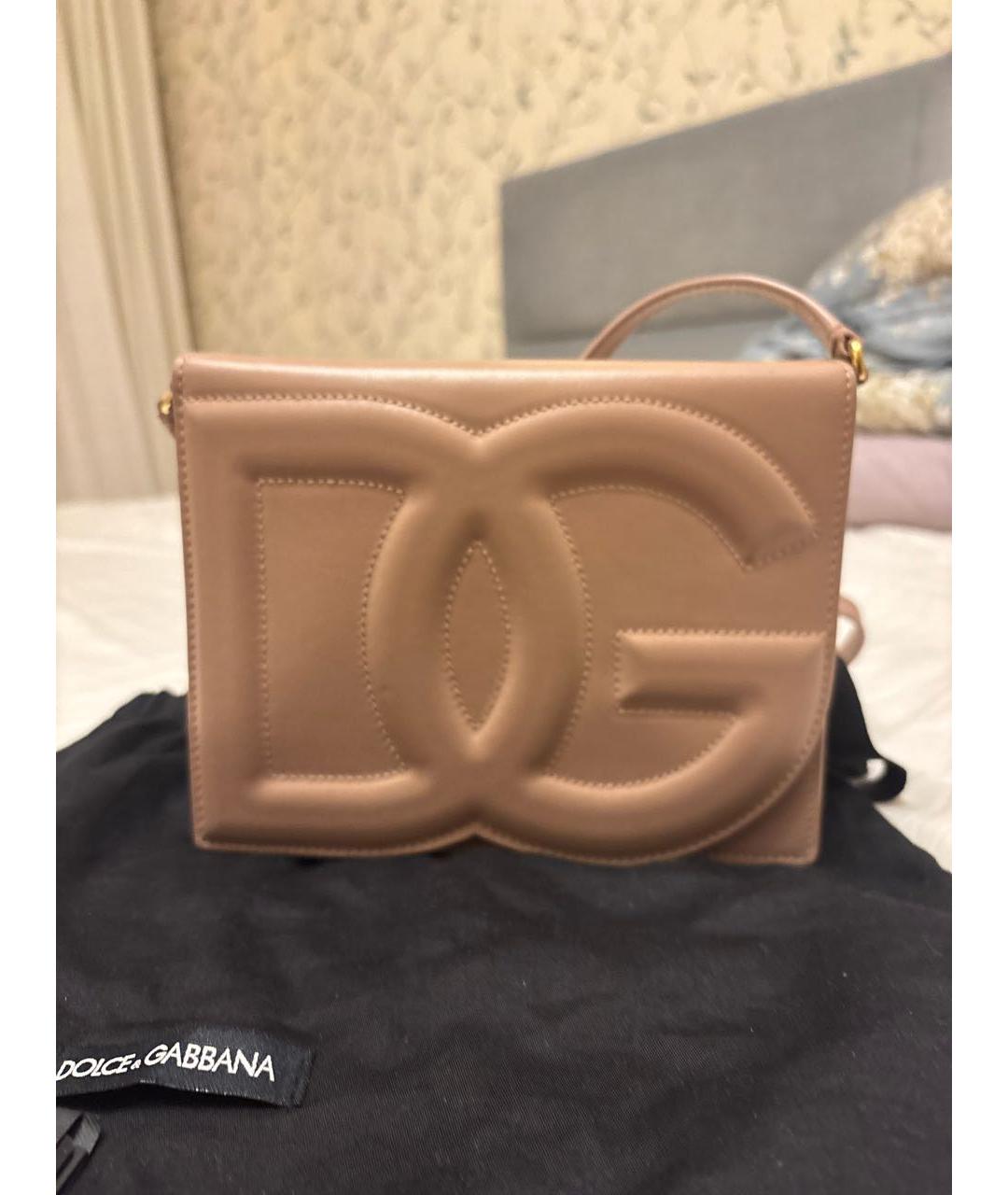 DOLCE&GABBANA Бежевая кожаная сумка через плечо, фото 8