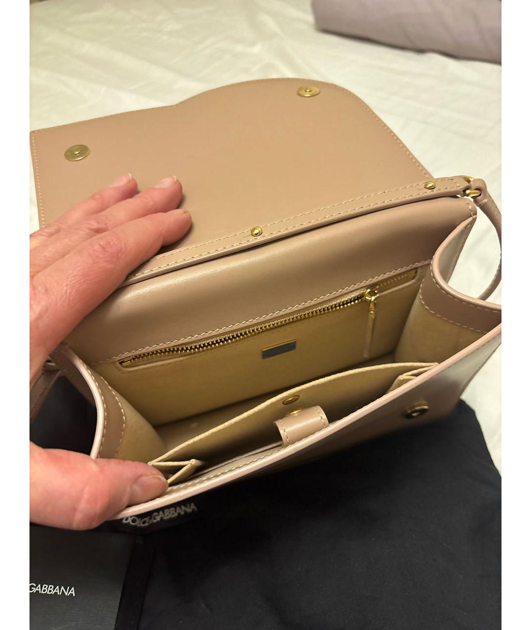DOLCE&GABBANA Бежевая кожаная сумка через плечо, фото 4
