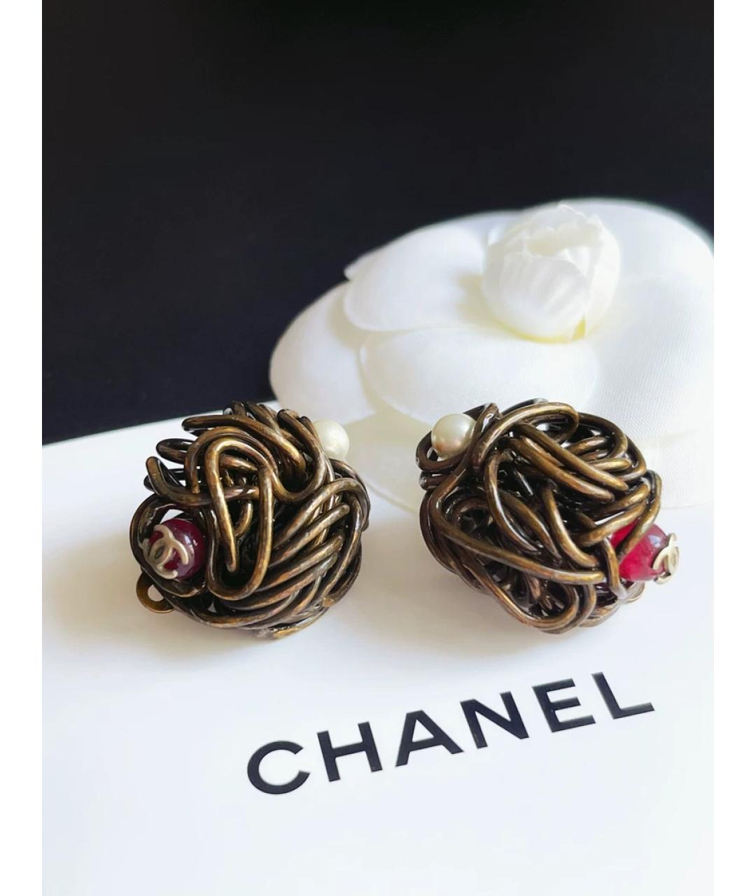CHANEL Красные металлические серьги, фото 3