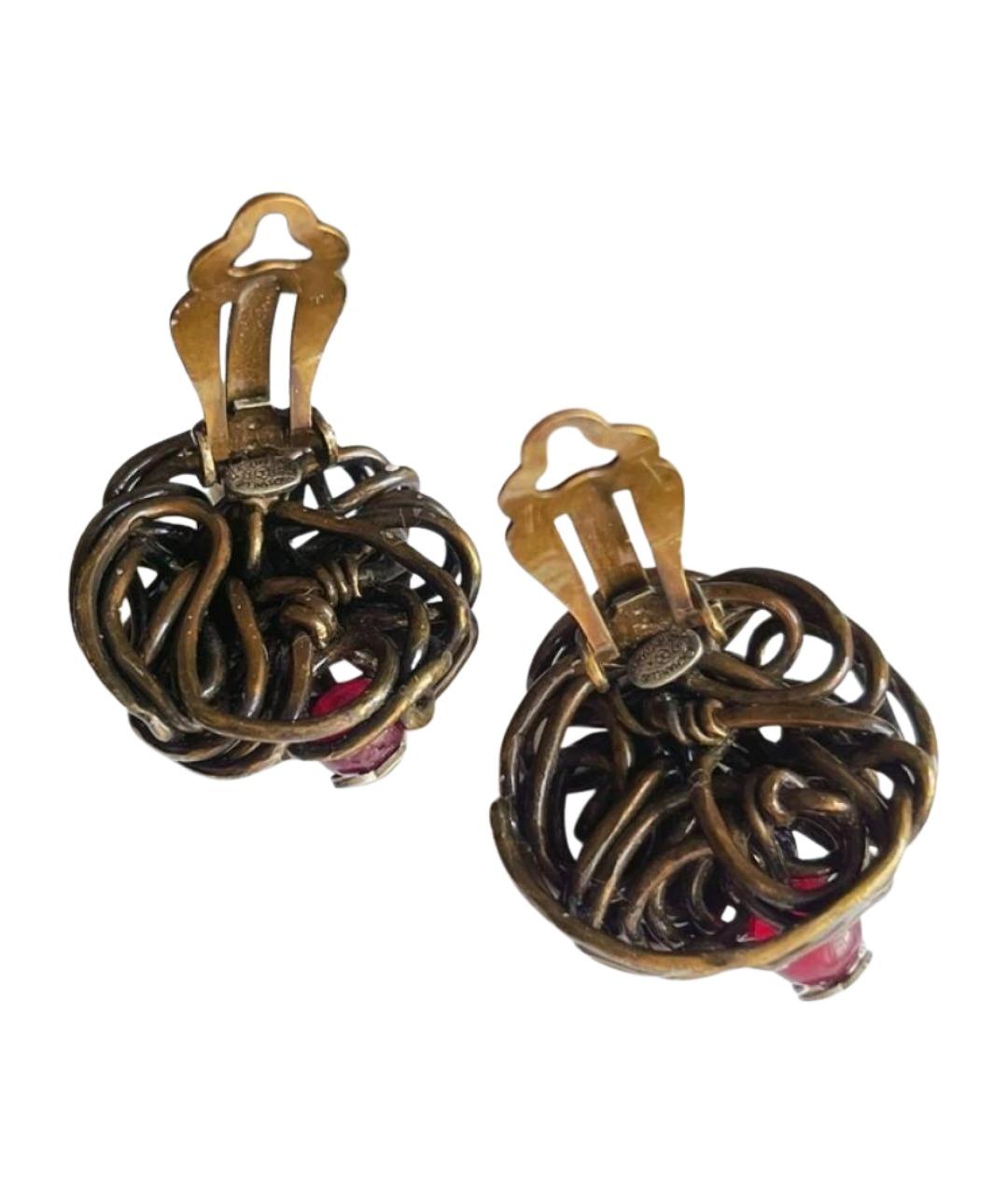 CHANEL Красные металлические серьги, фото 1