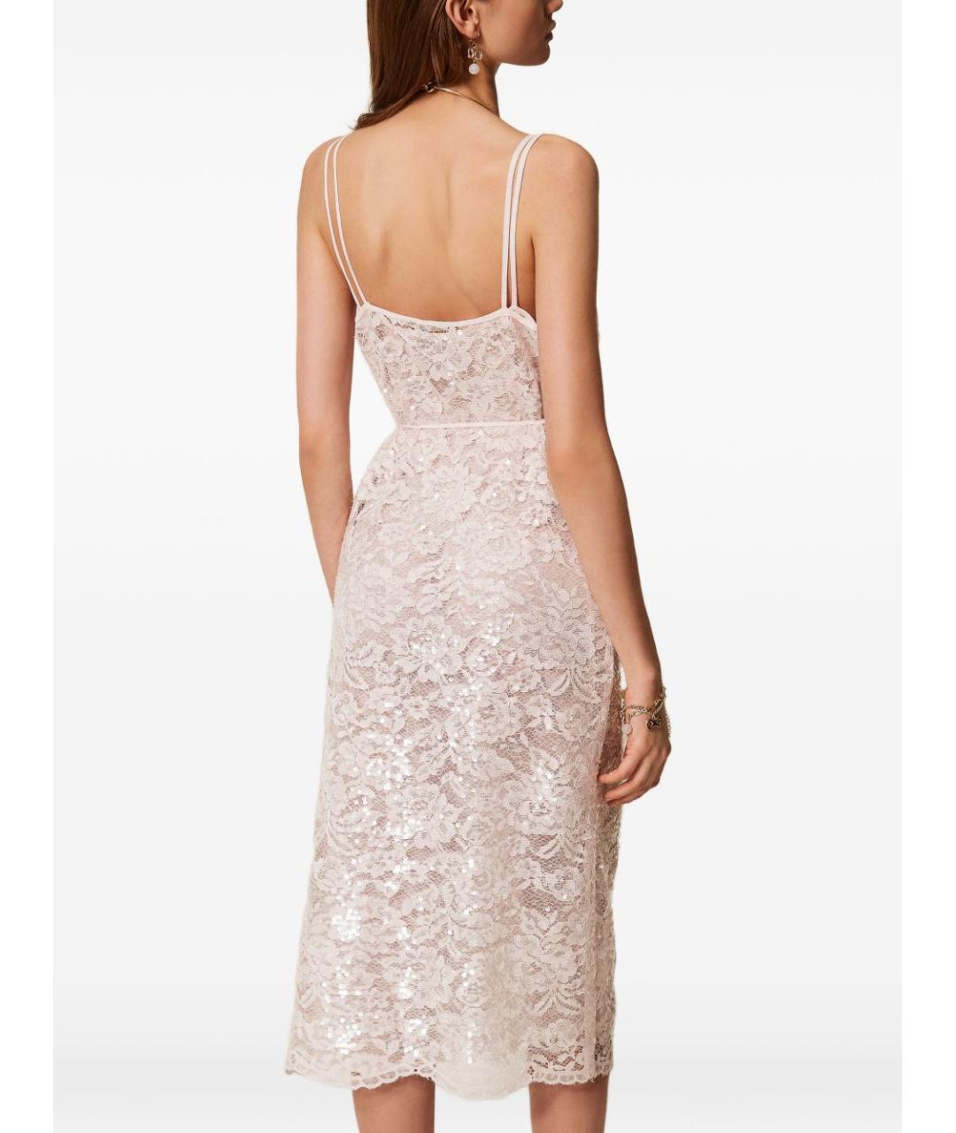 TWIN-SET Розовое полиэстеровое повседневное платье, фото 2