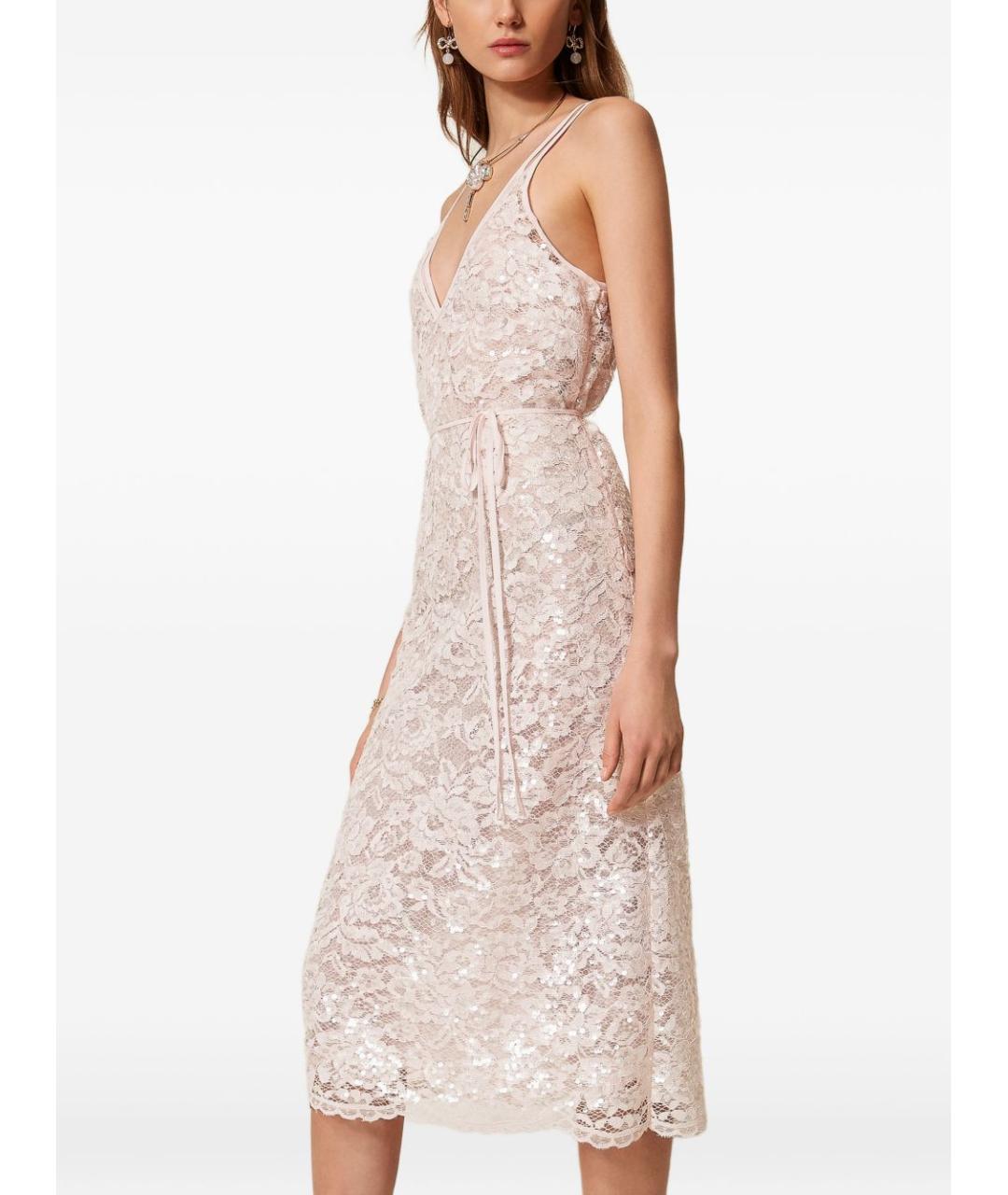 TWIN-SET Розовое полиэстеровое повседневное платье, фото 3