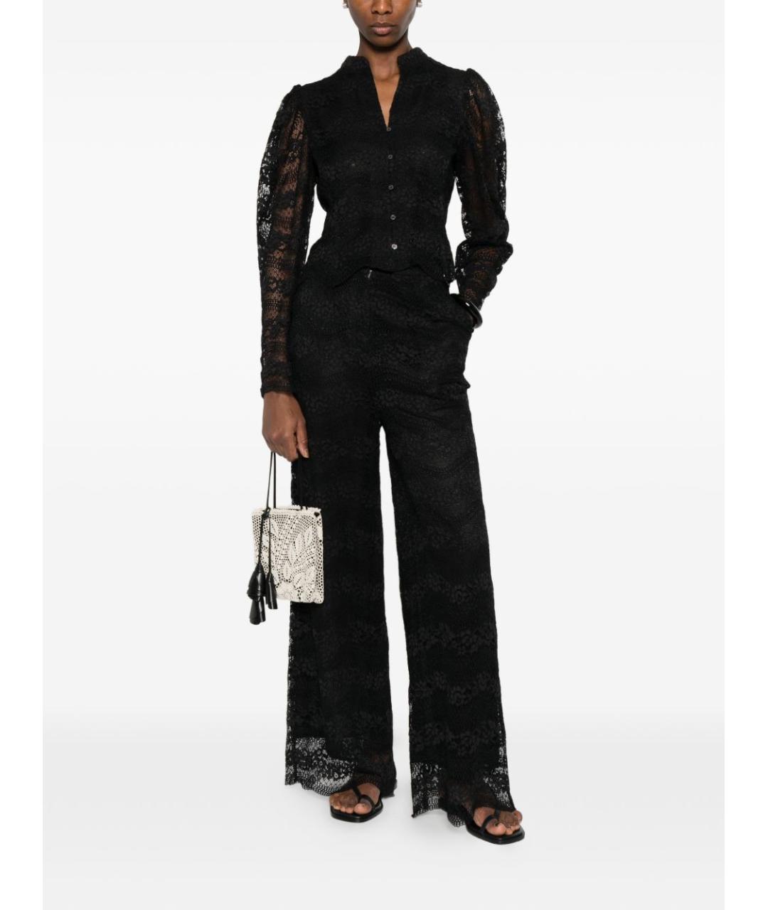 TWIN-SET Черные вискозные прямые брюки, фото 4