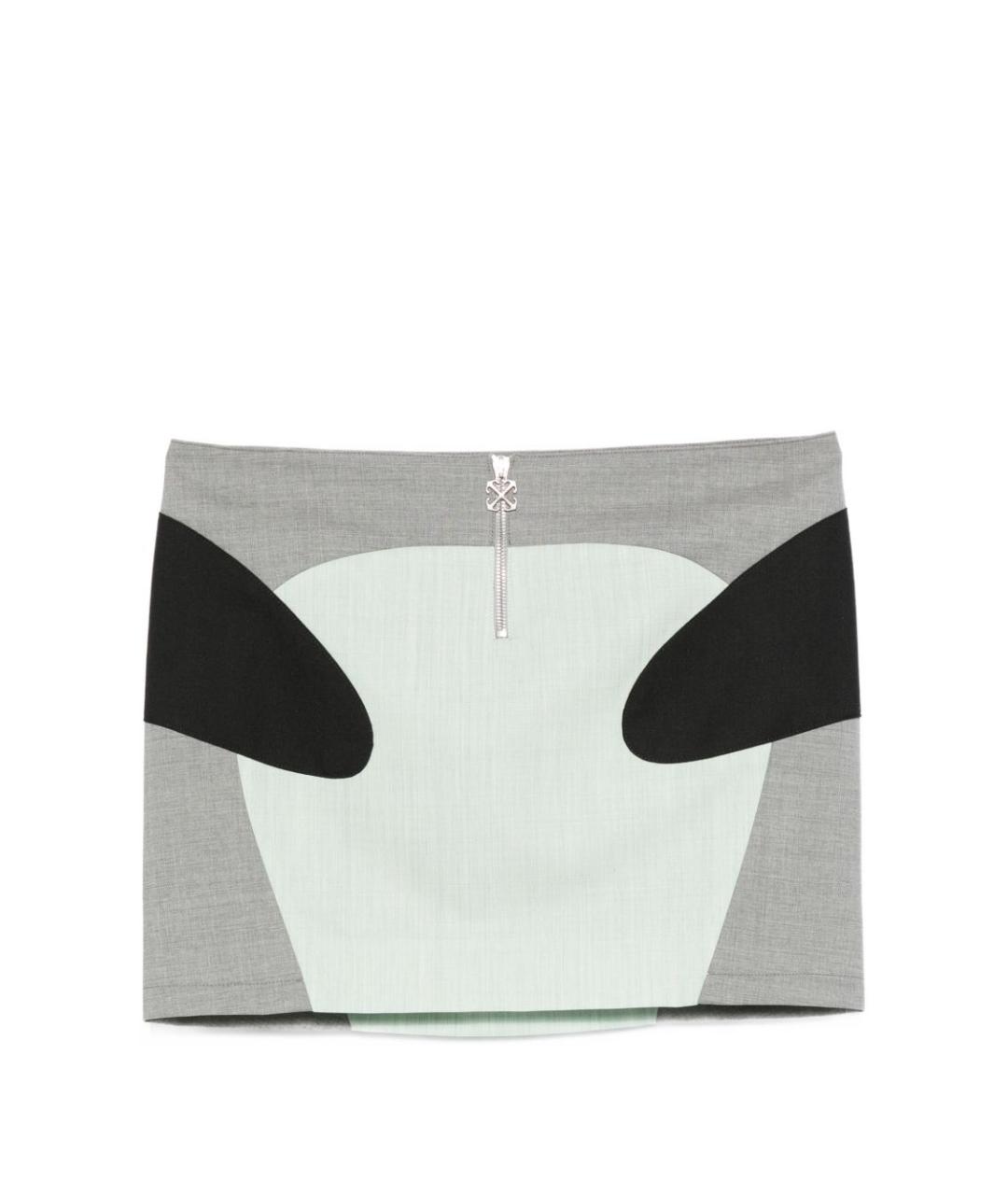 OFF-WHITE Синяя шерстяная юбка мини, фото 1