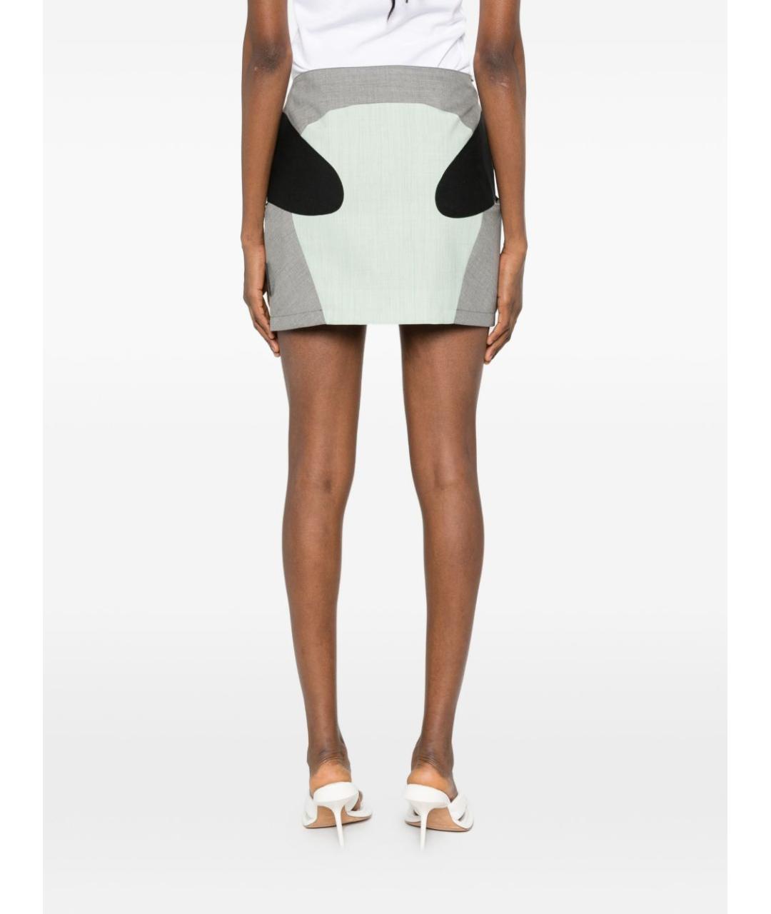 OFF-WHITE Синяя шерстяная юбка мини, фото 5