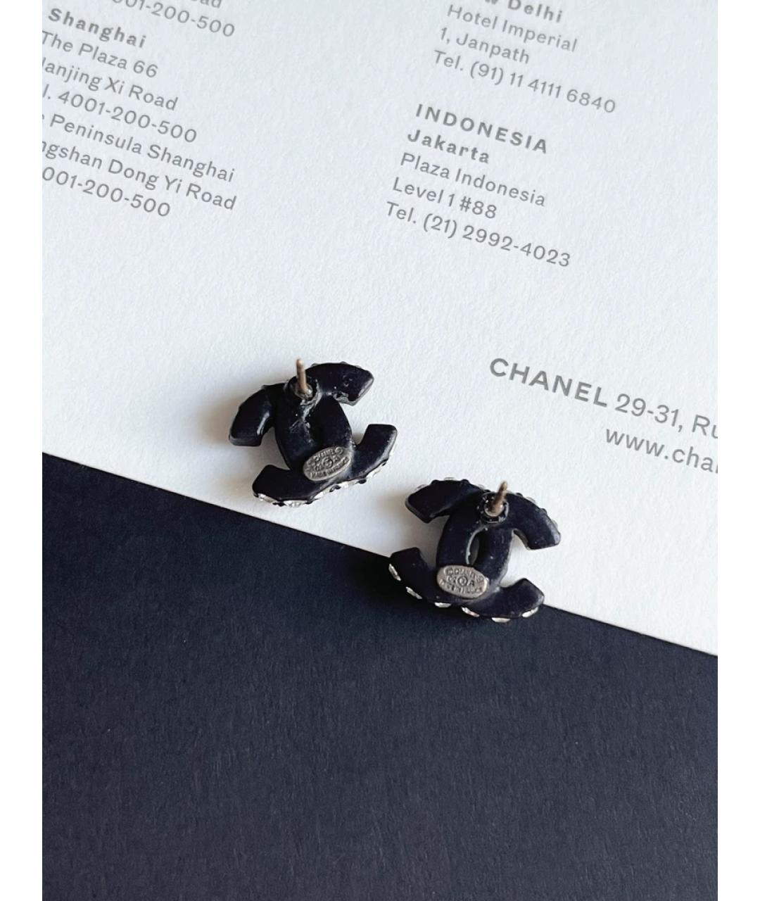 CHANEL Черные металлические серьги, фото 3