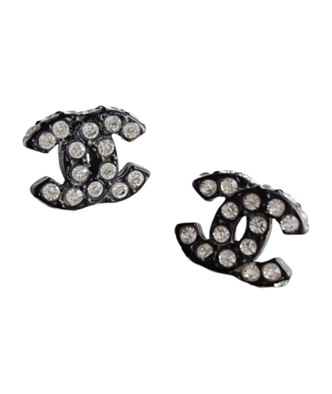 CHANEL Черные металлические серьги, фото 1