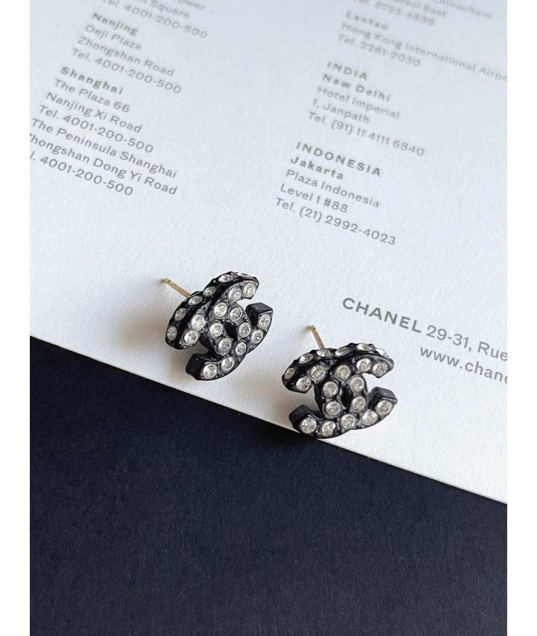 CHANEL Черные металлические серьги, фото 2