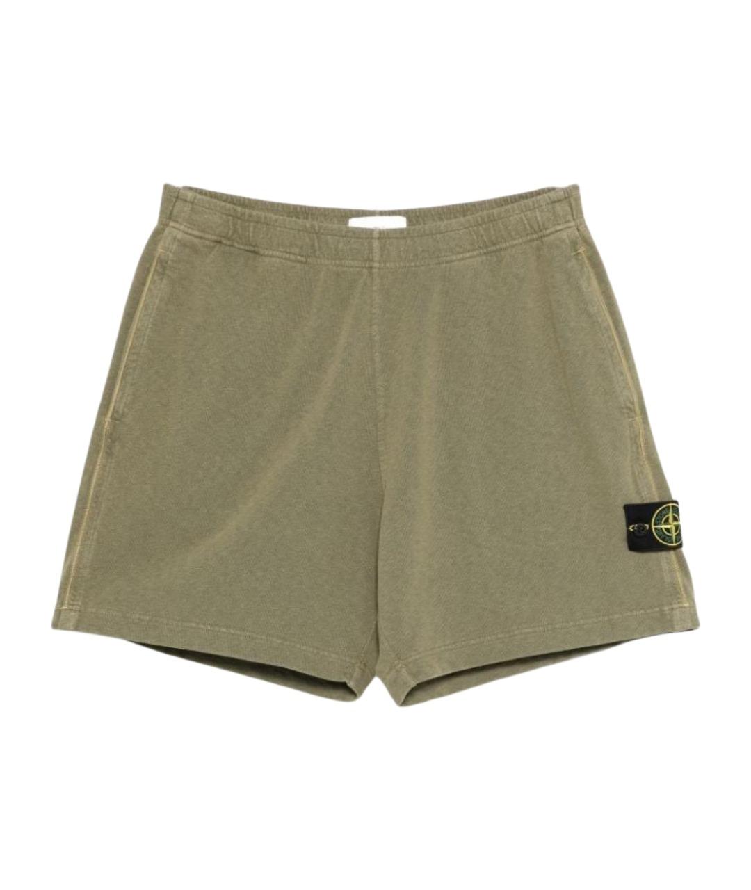 STONE ISLAND Зеленые хлопковые шорты, фото 1