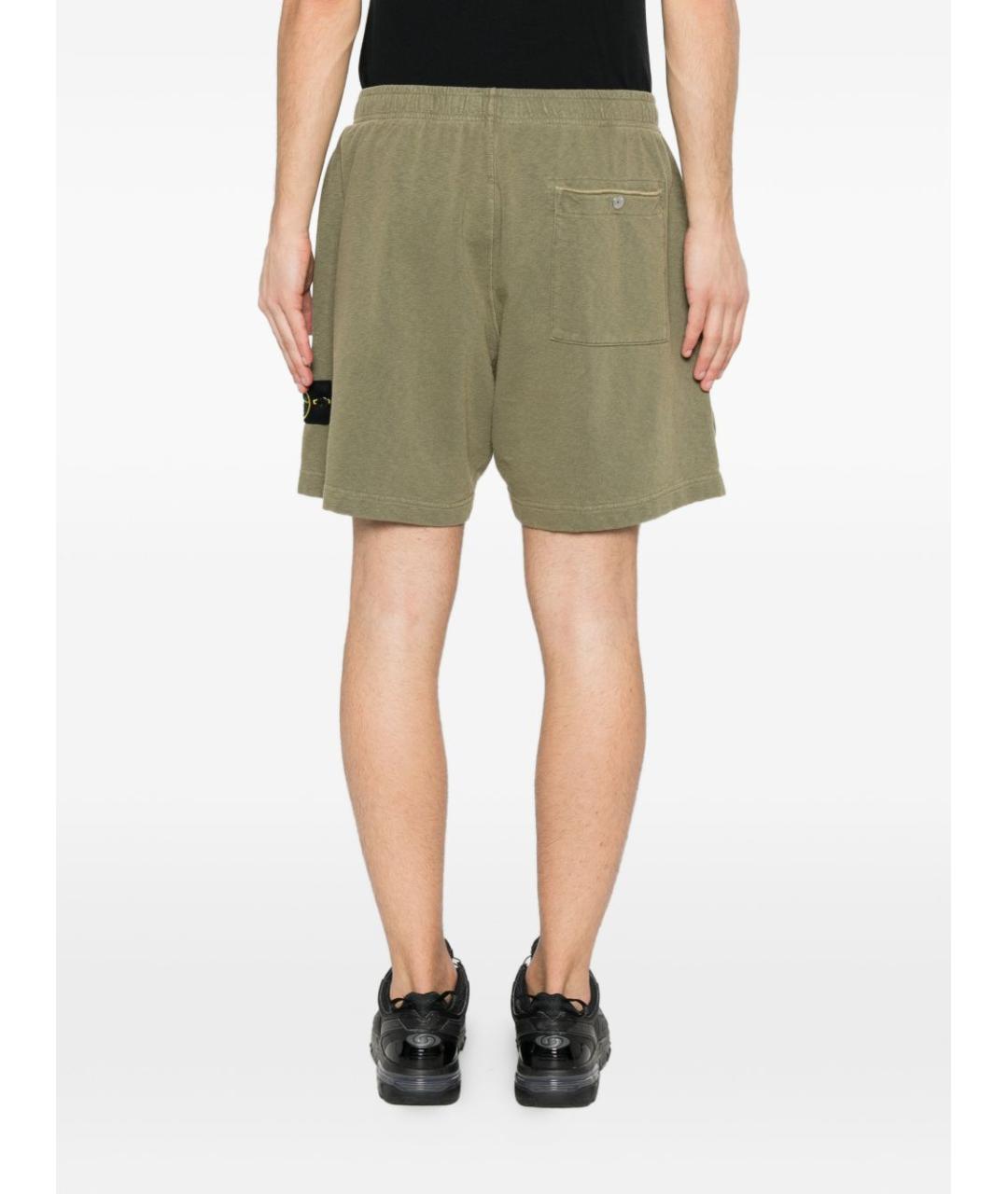 STONE ISLAND Зеленые хлопковые шорты, фото 3