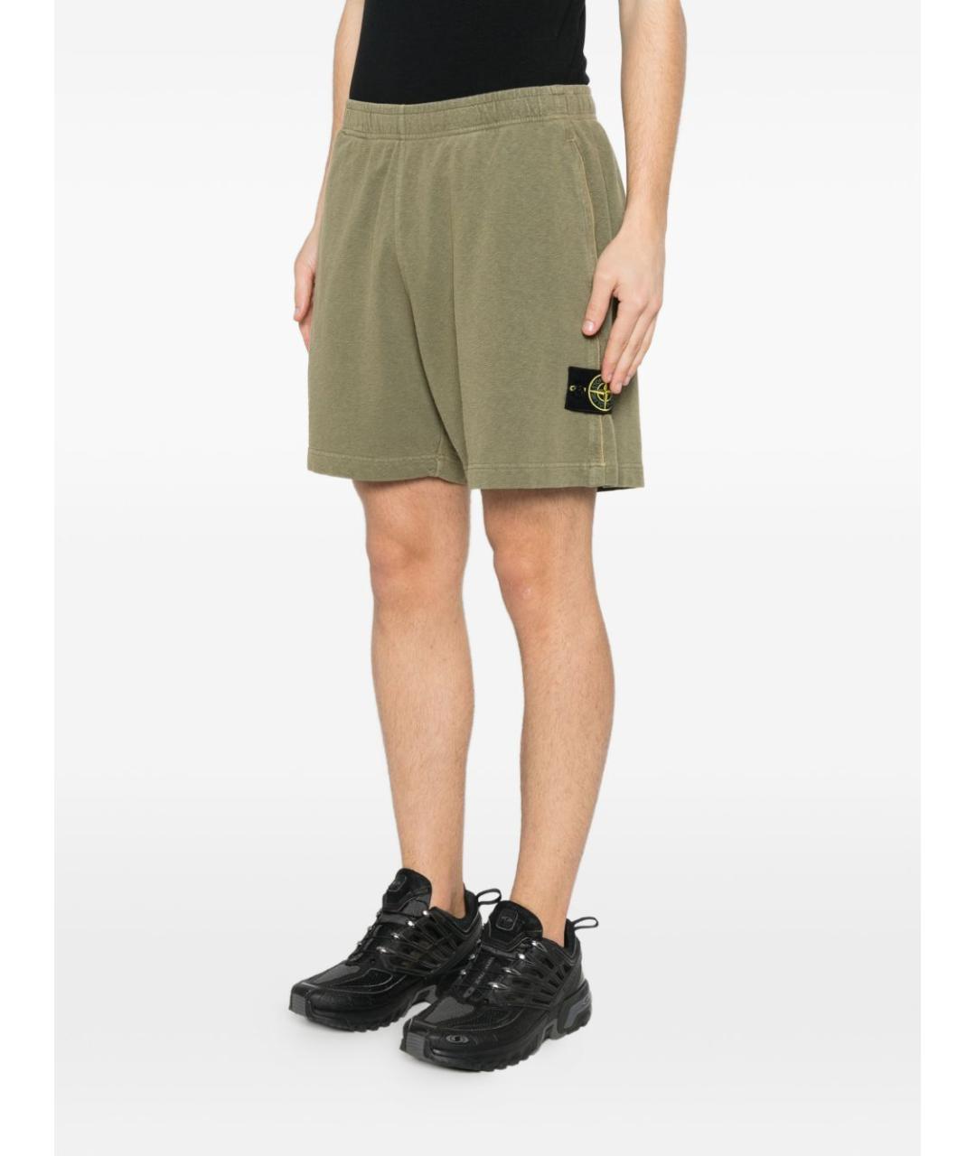 STONE ISLAND Зеленые хлопковые шорты, фото 2