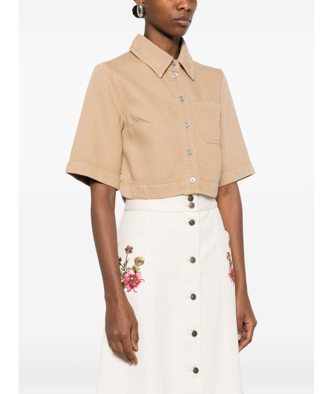 LIU JO Бежевая хлопковая рубашка, фото 4