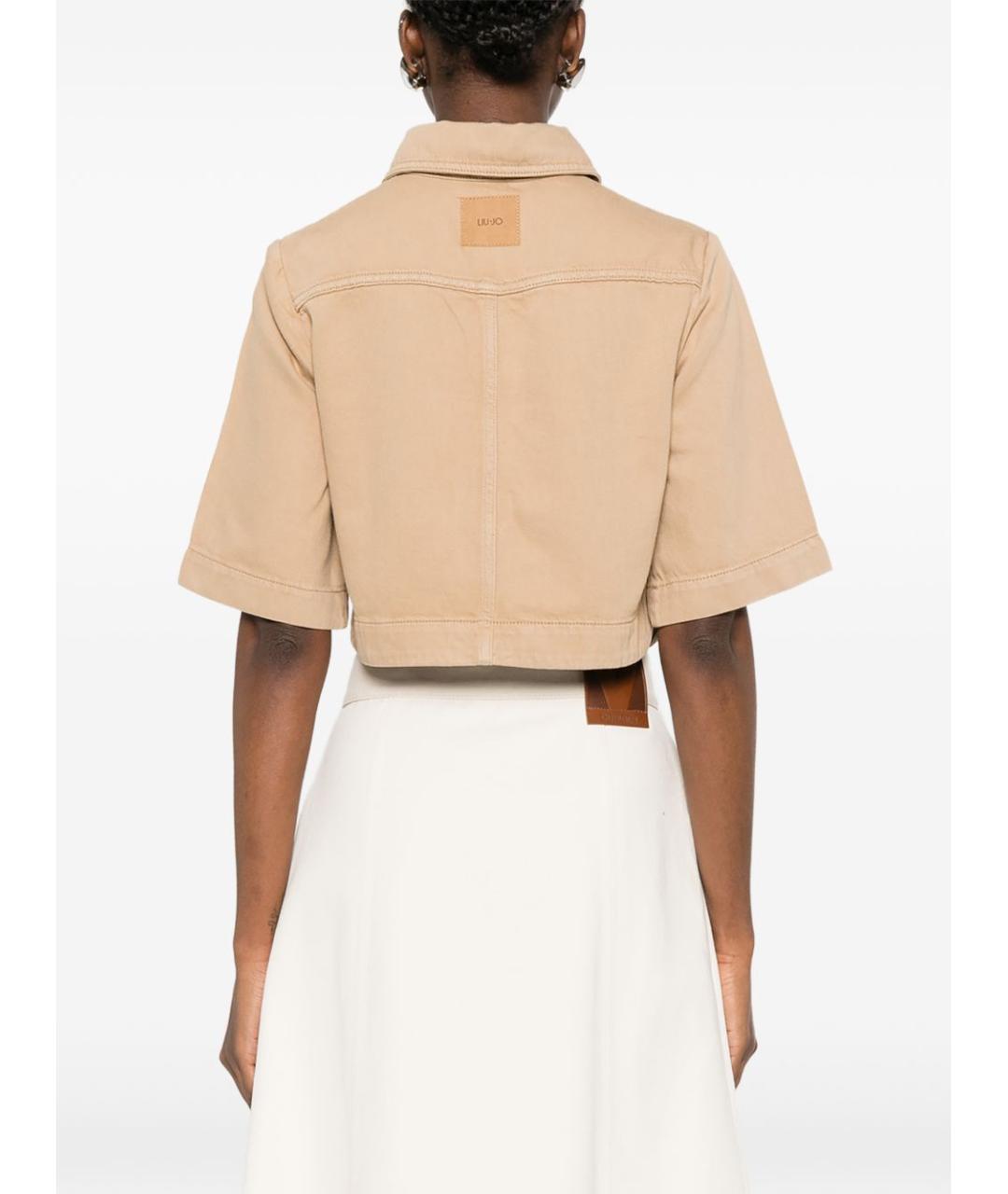 LIU JO Бежевая хлопковая рубашка, фото 5