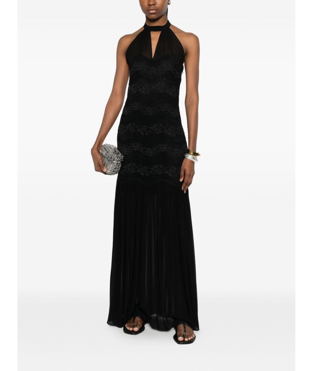 TWIN-SET Черное вискозное вечернее платье, фото 4