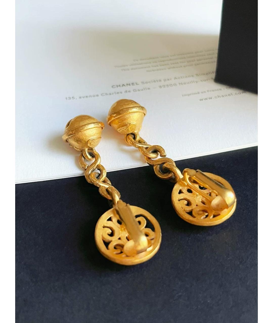 CHANEL Золотые металлические серьги, фото 2