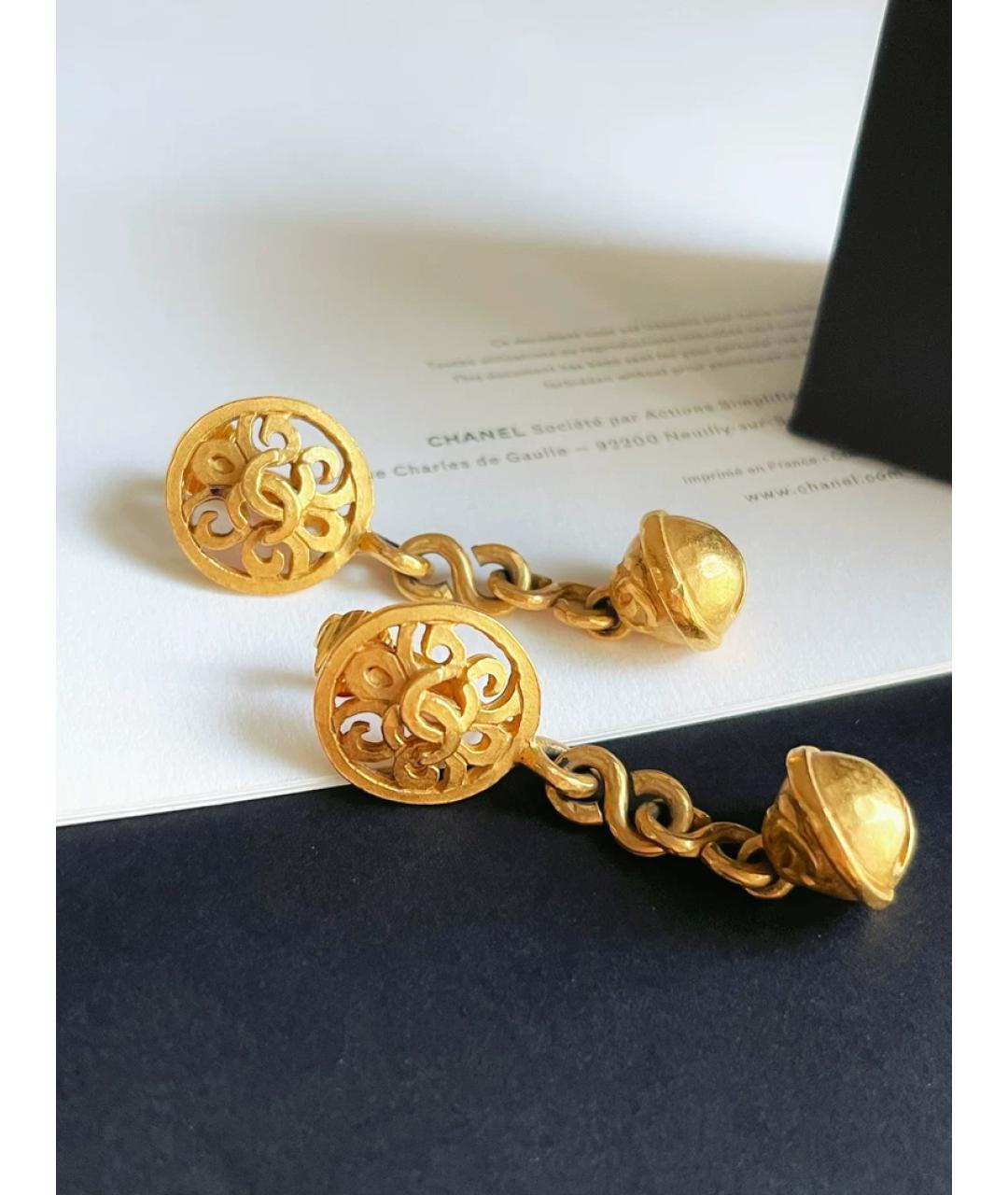 CHANEL Золотые металлические серьги, фото 3