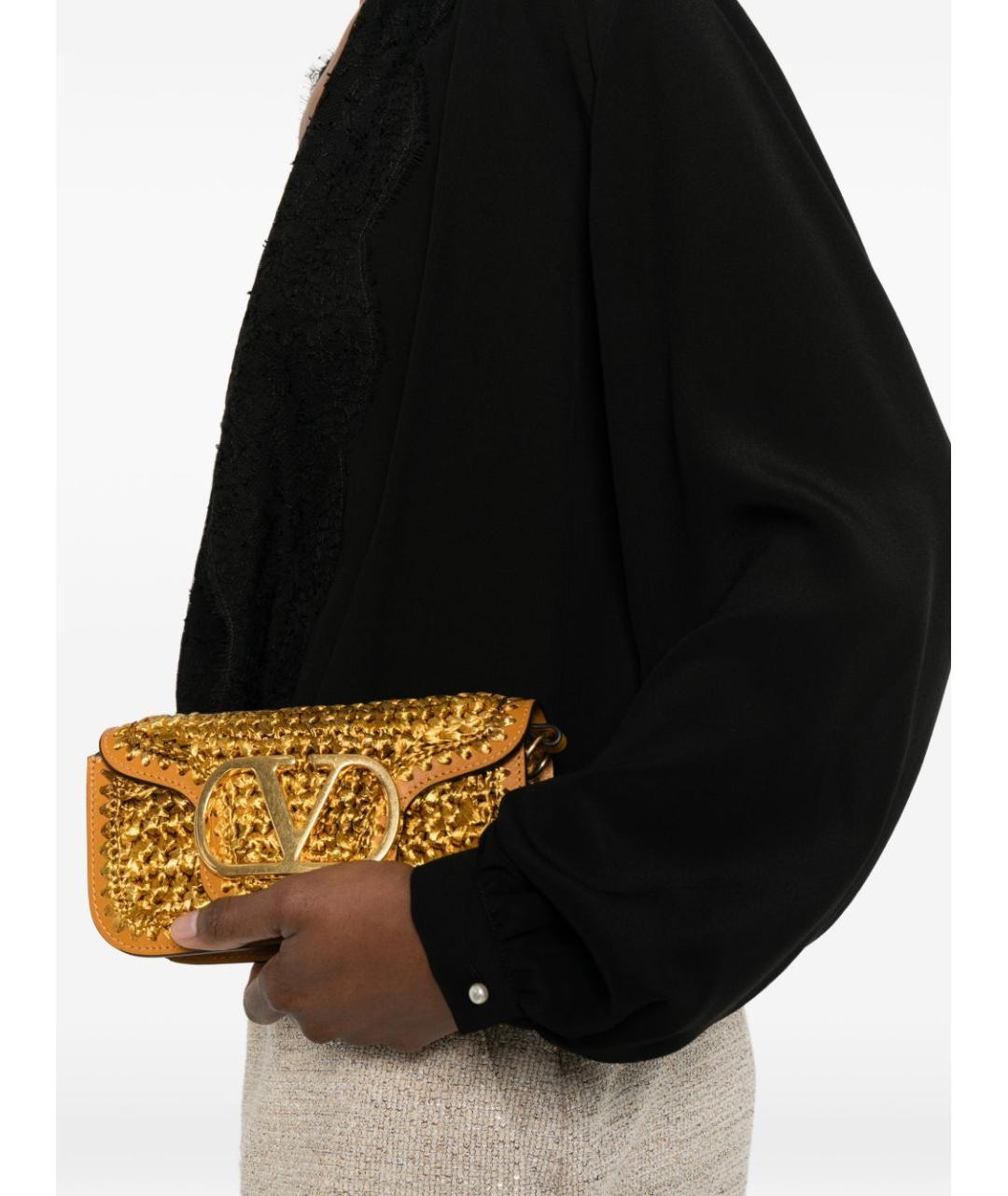 VALENTINO Желтая кожаная сумка тоут, фото 3