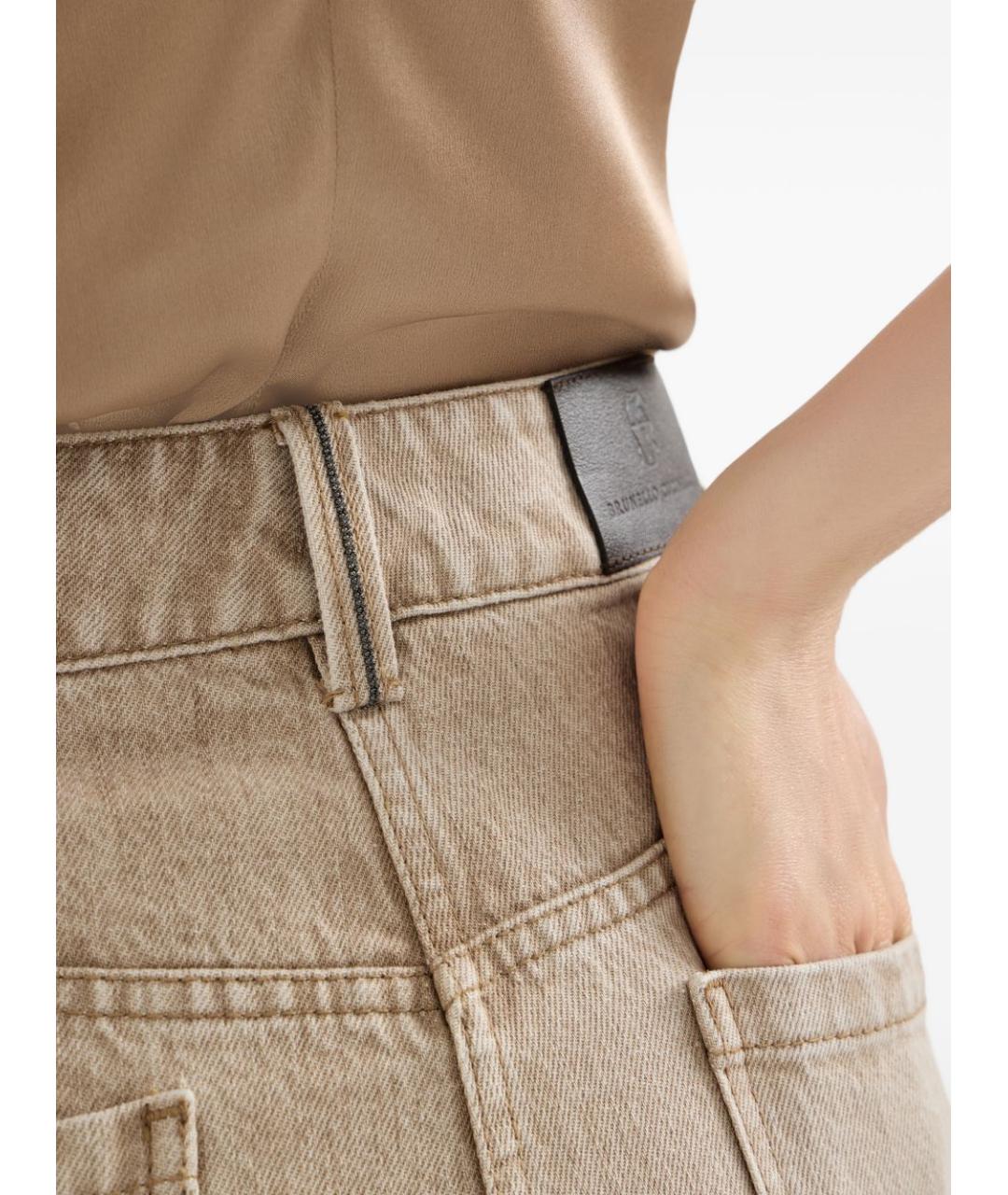 BRUNELLO CUCINELLI Бежевые хлопковые прямые джинсы, фото 2