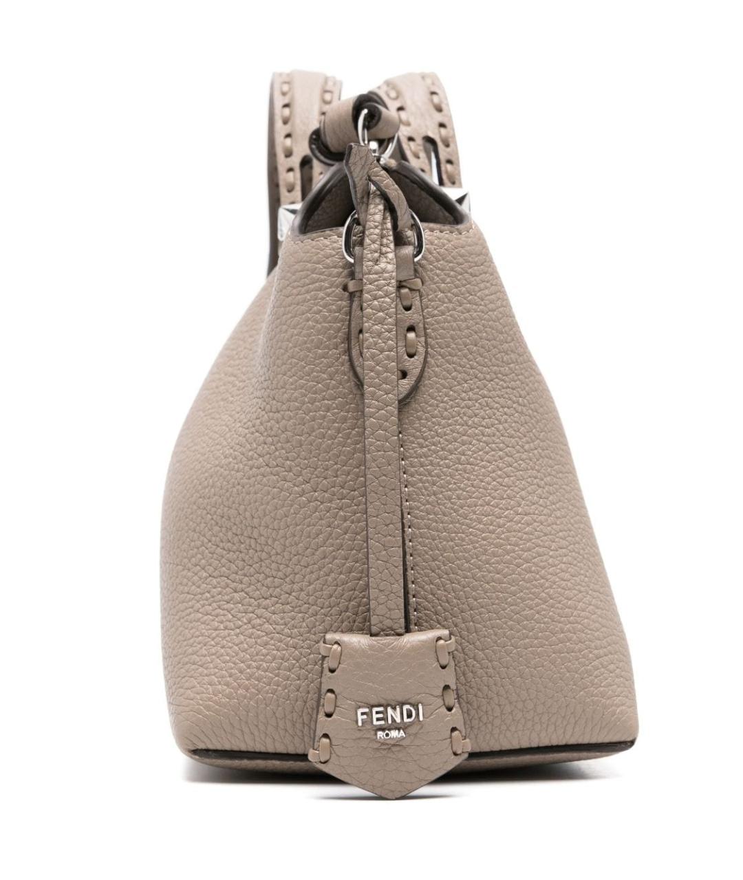 FENDI Серая кожаная сумка тоут, фото 4