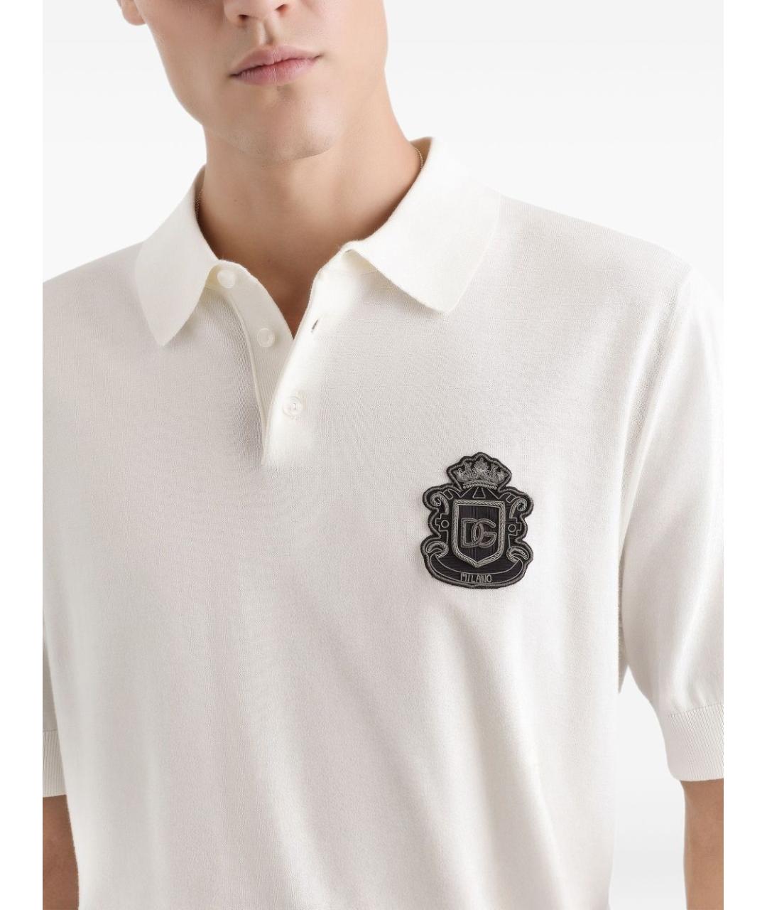 DOLCE&GABBANA Белое хлопковое поло с коротким рукавом, фото 5