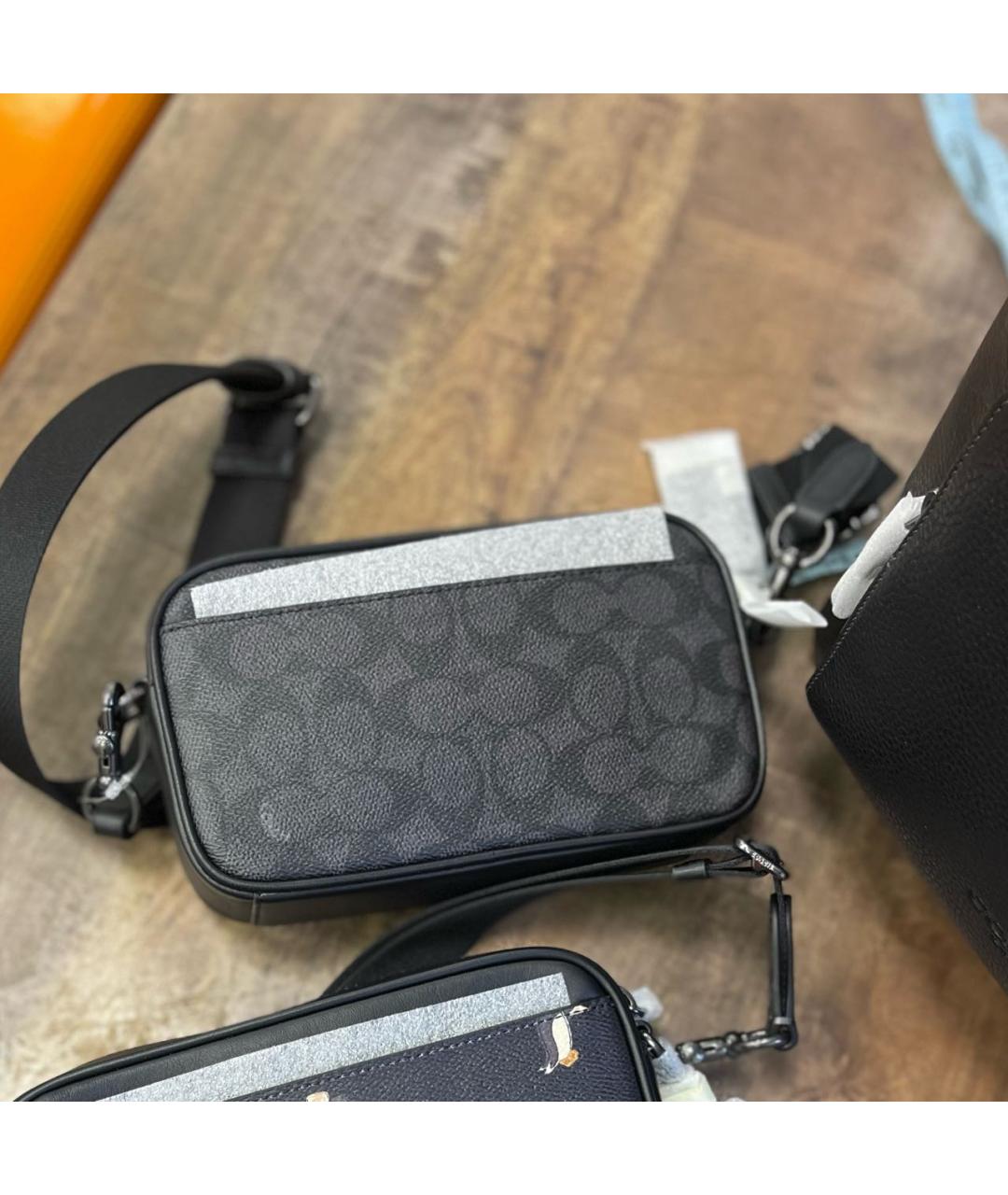 COACH Черная кожаная сумка на плечо, фото 5