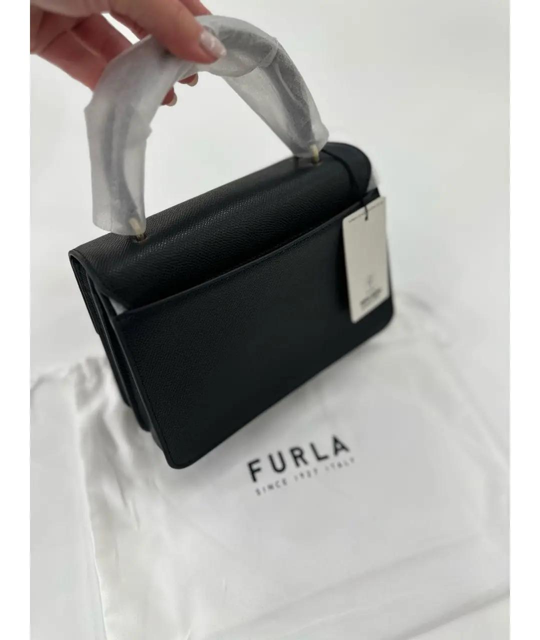 FURLA Черная кожаная сумка с короткими ручками, фото 5