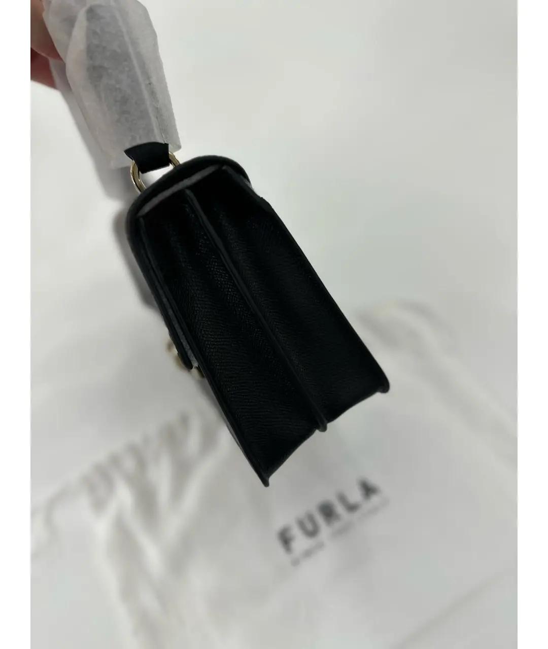 FURLA Черная кожаная сумка с короткими ручками, фото 4
