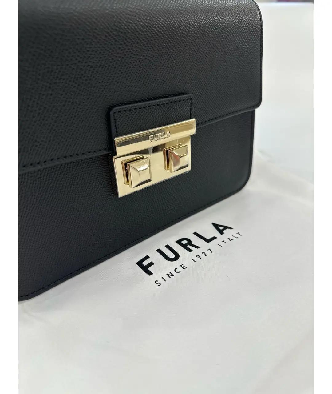 FURLA Черная кожаная сумка с короткими ручками, фото 3
