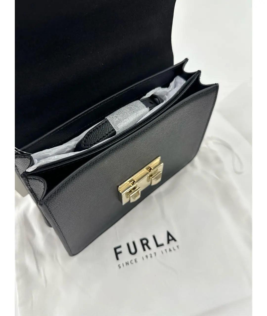 FURLA Черная кожаная сумка с короткими ручками, фото 6
