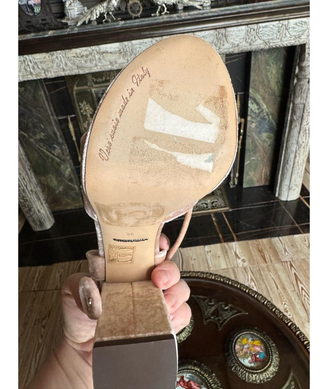 DOLCE&GABBANA Розовые бархатные босоножки, фото 7