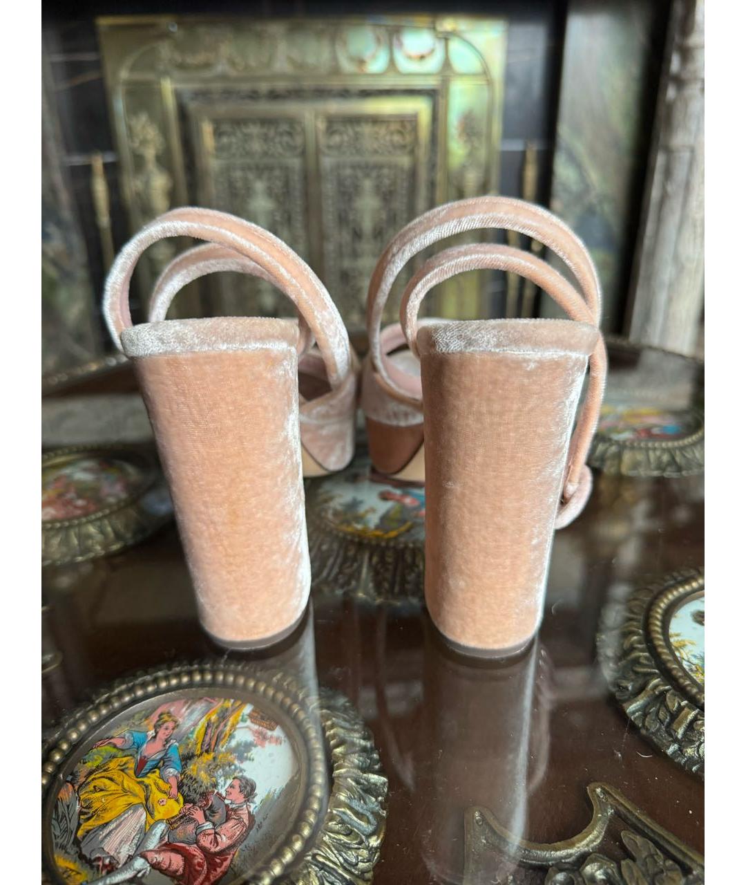 DOLCE&GABBANA Розовые бархатные босоножки, фото 4