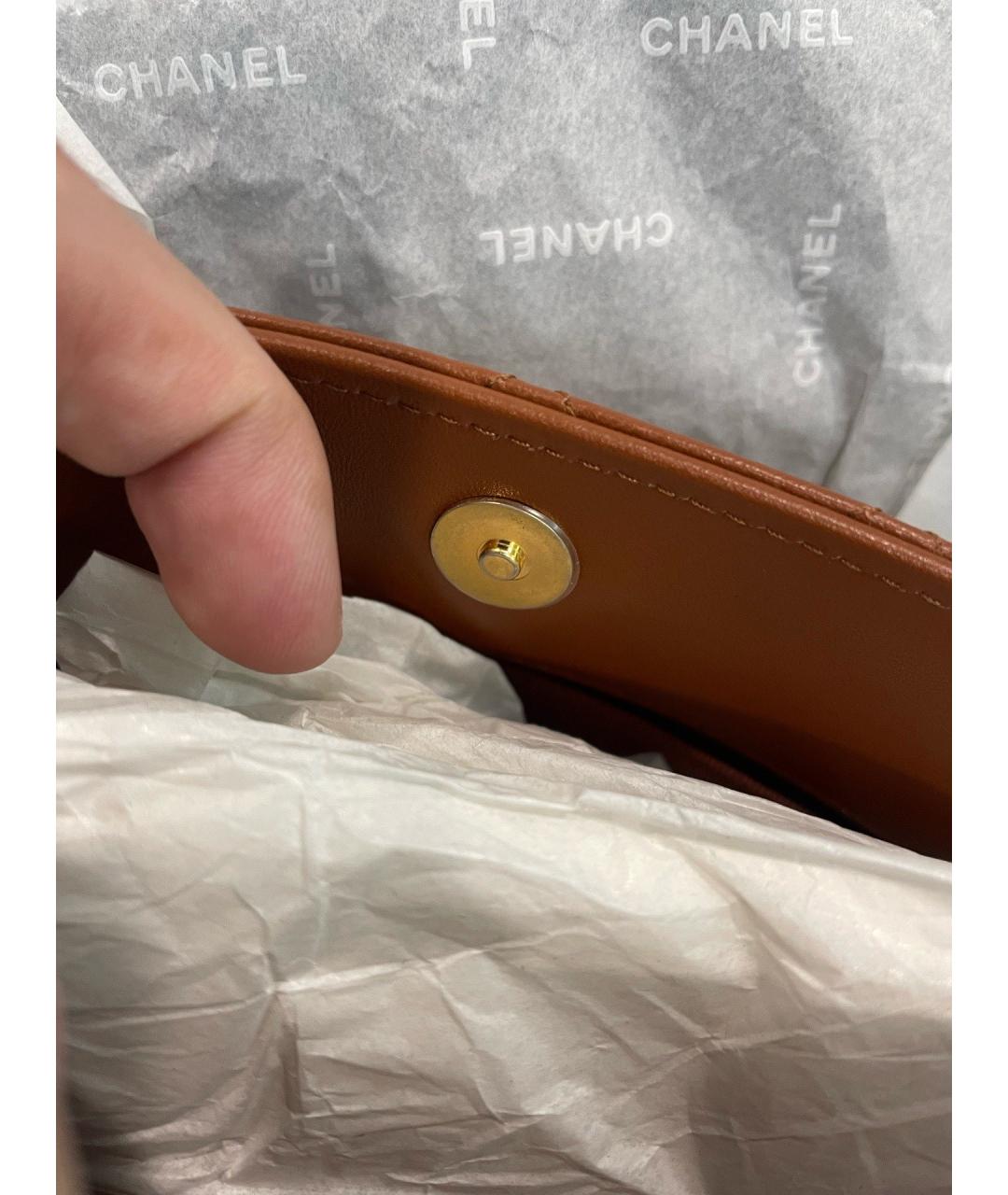 CHANEL Коричневая кожаная сумка через плечо, фото 4