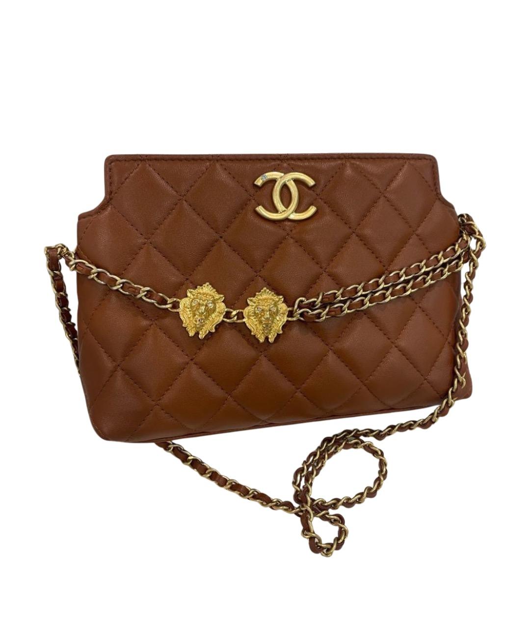 CHANEL Коричневая кожаная сумка через плечо, фото 1
