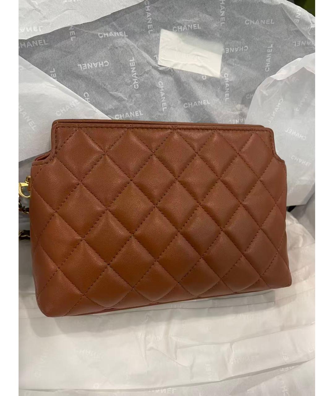 CHANEL Коричневая кожаная сумка через плечо, фото 2