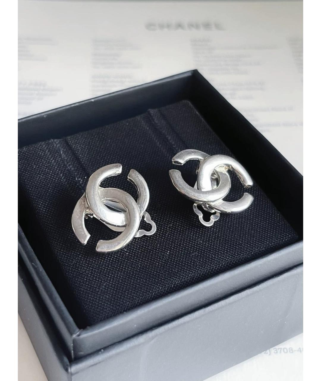 CHANEL Серебряные металлические серьги, фото 4