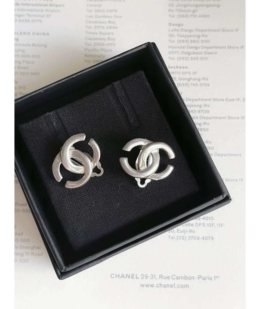 CHANEL Серебряные металлические серьги, фото 3