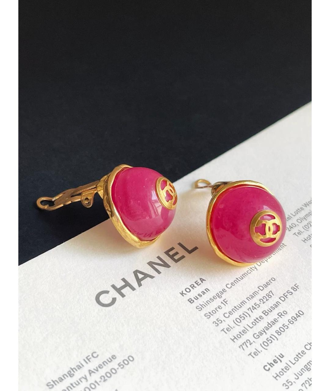 CHANEL Розовые стеклянные серьги, фото 2