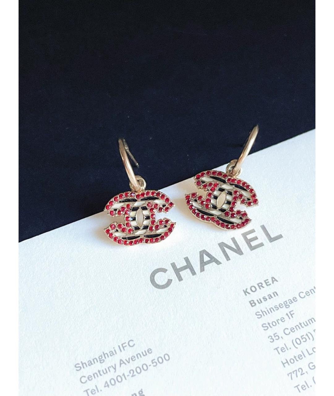 CHANEL Красные металлические серьги, фото 4
