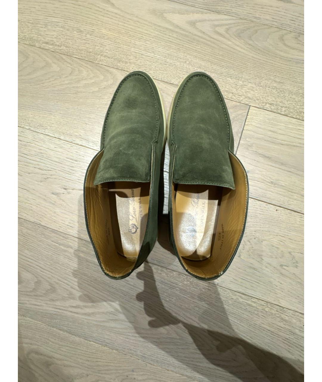 LORO PIANA Зеленые замшевые лоферы, фото 2