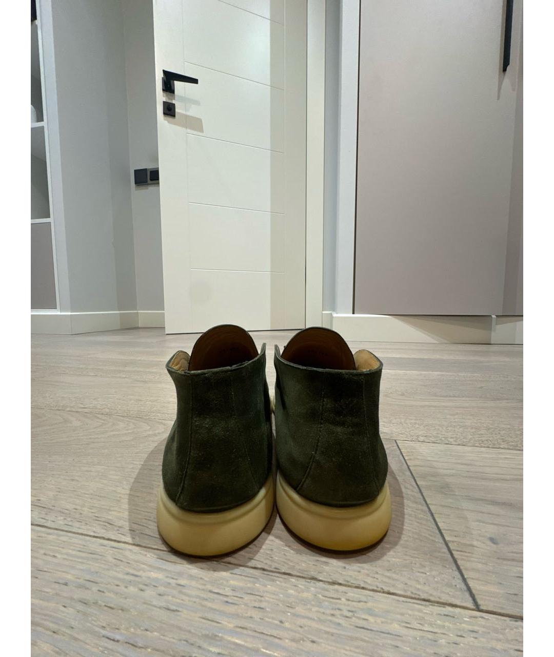 LORO PIANA Зеленые замшевые лоферы, фото 3