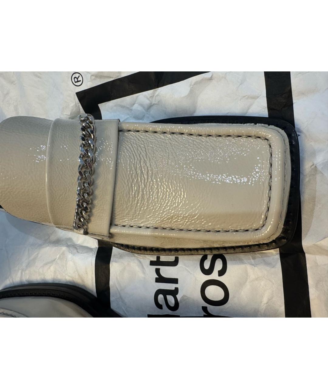 MARTINE ROSE Белые кожаные сабо, фото 4