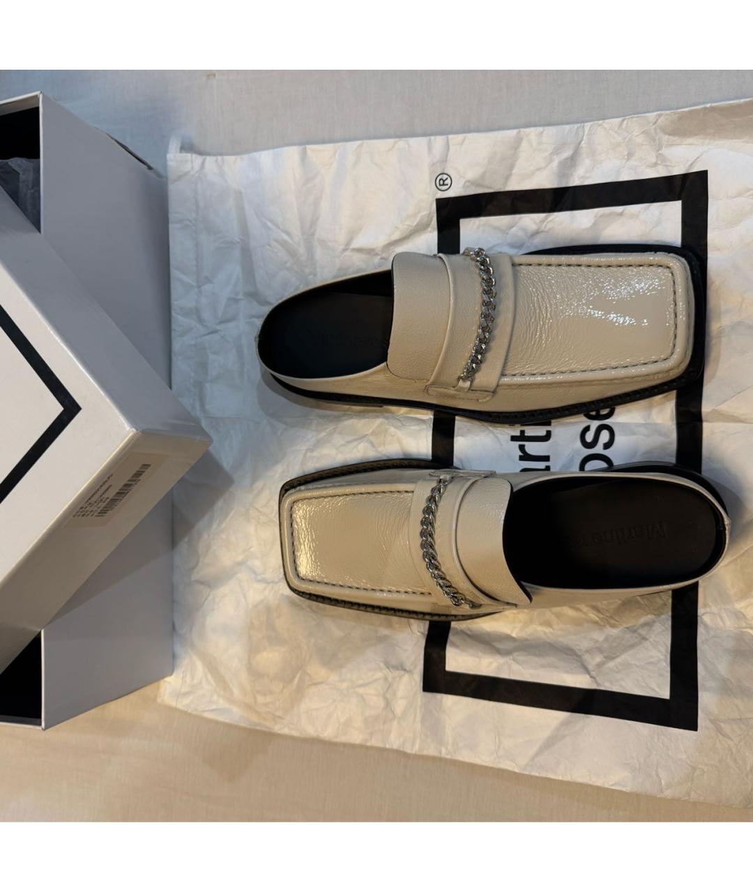 MARTINE ROSE Белые кожаные сабо, фото 3