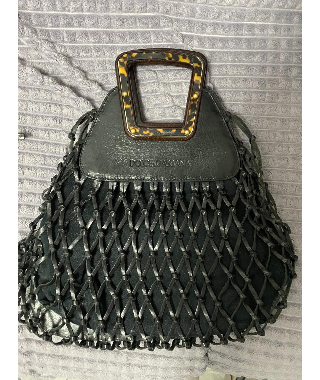 DOLCE&GABBANA Черная кожаная сумка тоут, фото 3